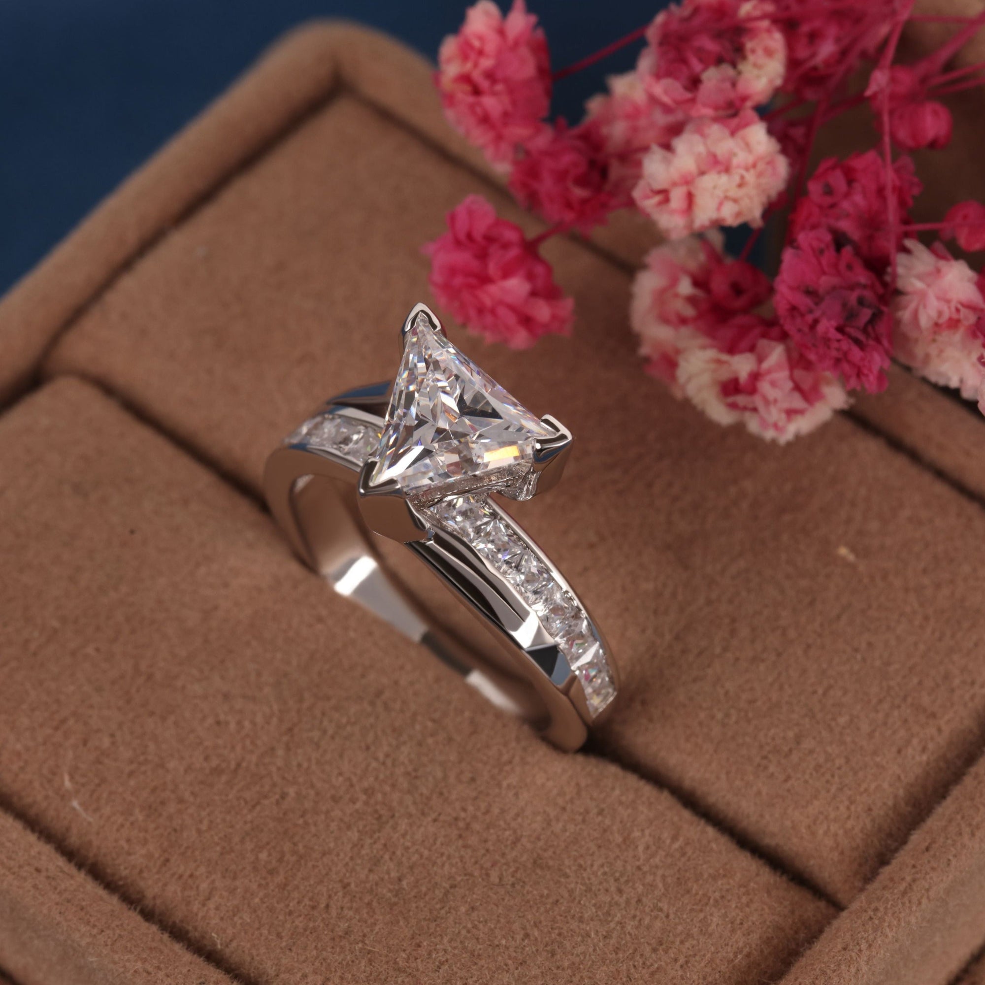 1.10 CT Trilliant Cut Lab Grown Diamond Solitaire Wedding Ring - Kinaara Jewels