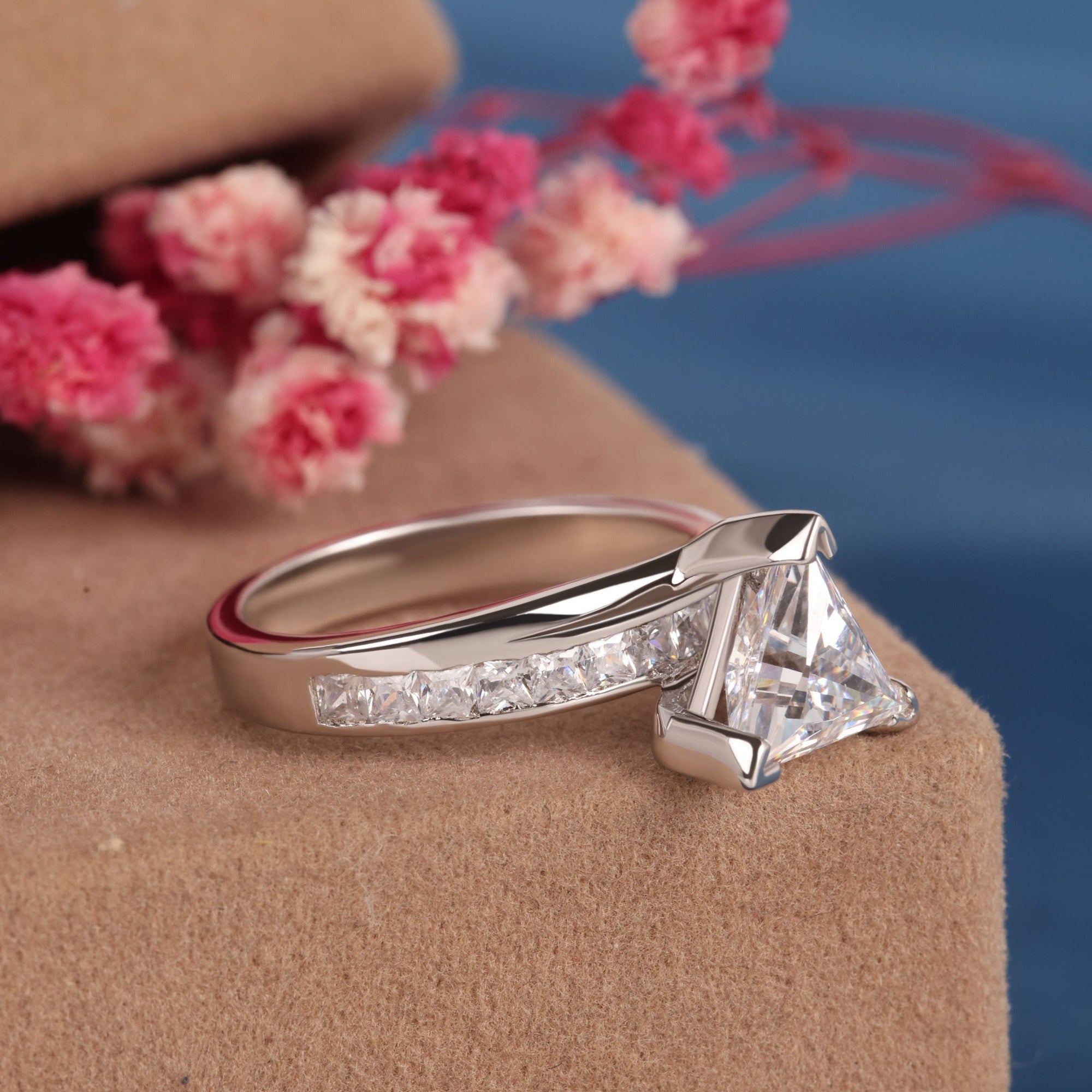 trilliant cut lab grown diamond solitaire wedding ring