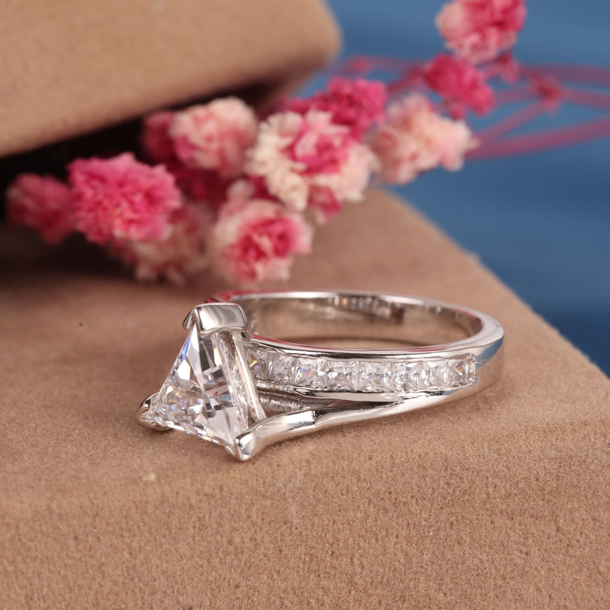trilliant cut lab grown diamond ring