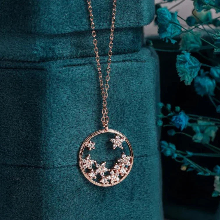 floral style lab grown diamond pendant