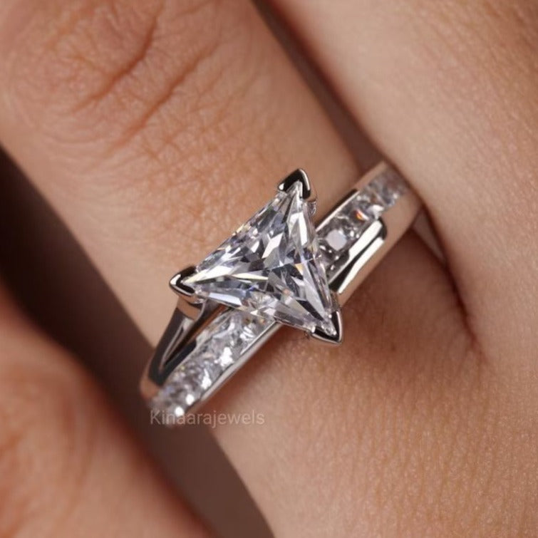 Trilliant Cut Lab Grown Diamond Solitaire Wedding Ring - Kinaara Jewels3