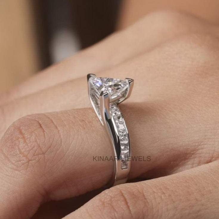 Trilliant Cut Lab Grown Diamond Solitaire Wedding Ring - Kinaara Jewels4