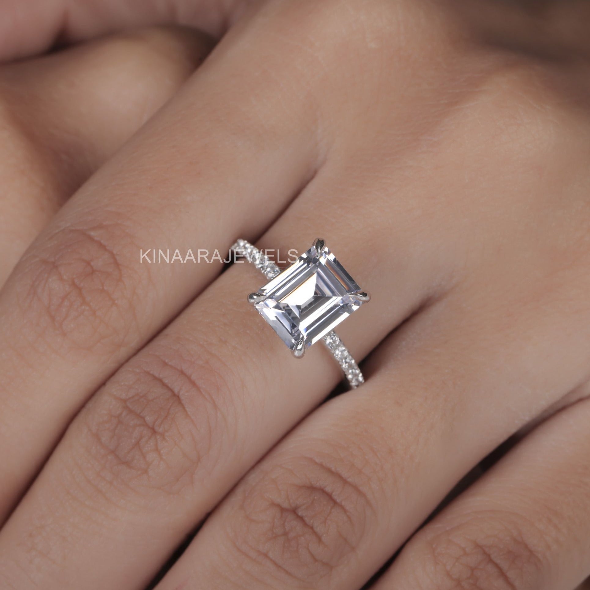 emerald cut diamond engagement ring