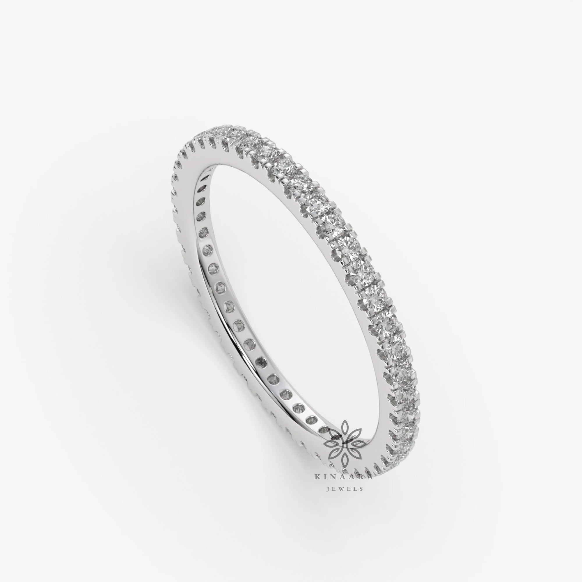 0.85 Ct Round Moissanite Eternity Wedding Band in white gold