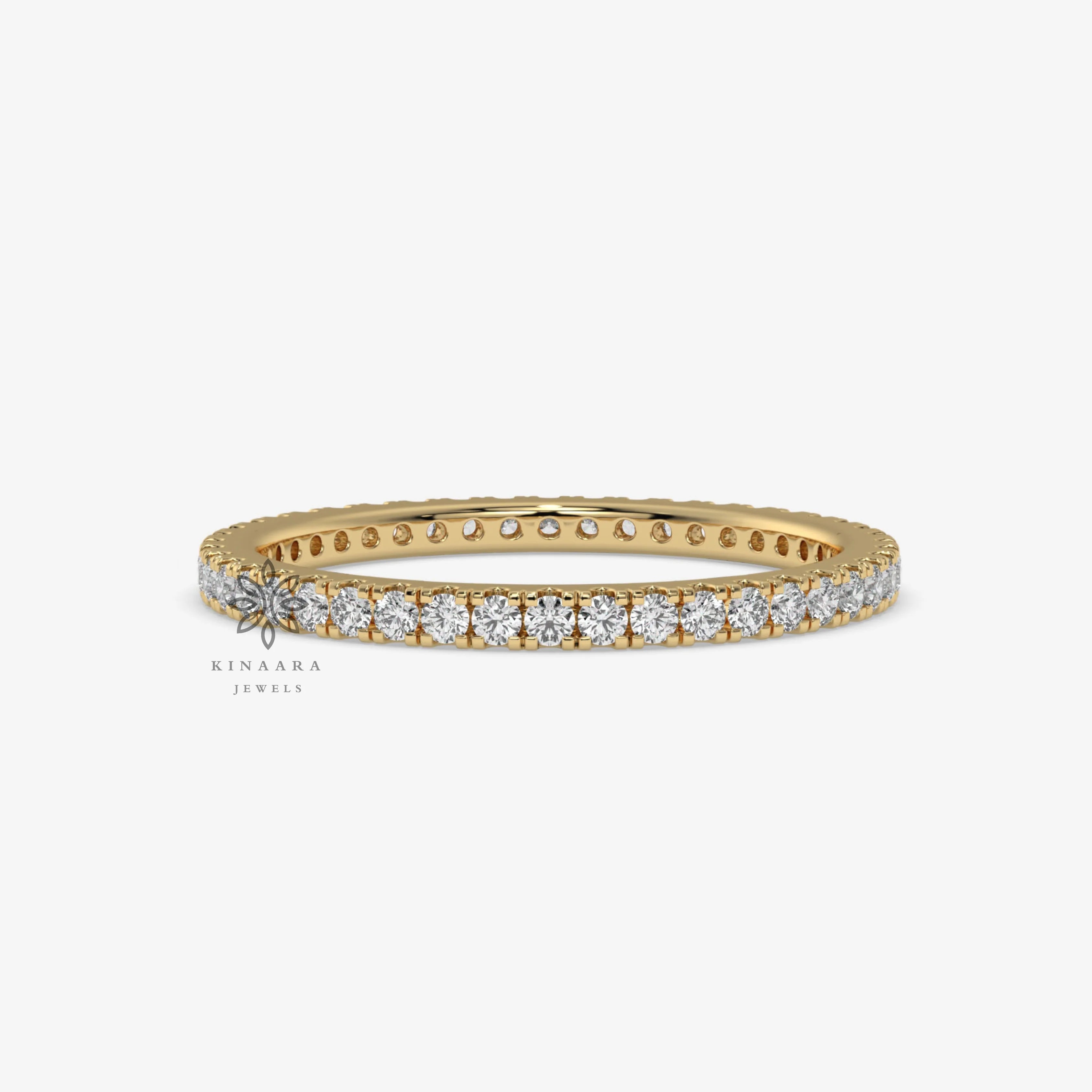 0.85 ct round moissanite eternity band in 14K Gold