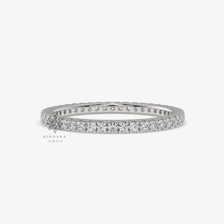 0.85 ct round moissanite eternity band in white gold