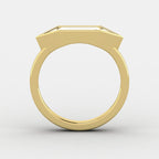 East West Baguette Cut with Triangle Cut Moissanite Three Stone Engagement Ring, bezel set engagement ring