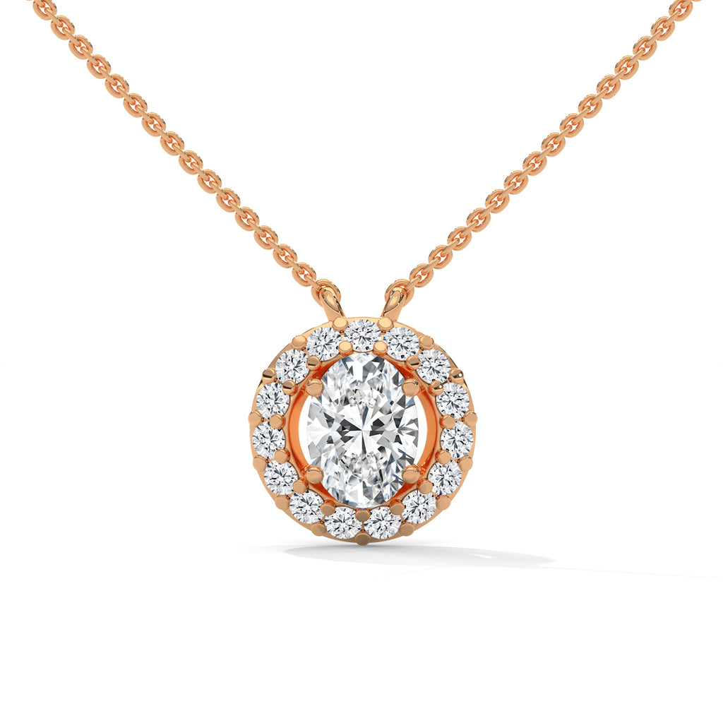 10K Oval Lab Grown Diamond Pendant with Halo