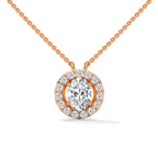 10K Oval Lab Grown Diamond Pendant with Halo
