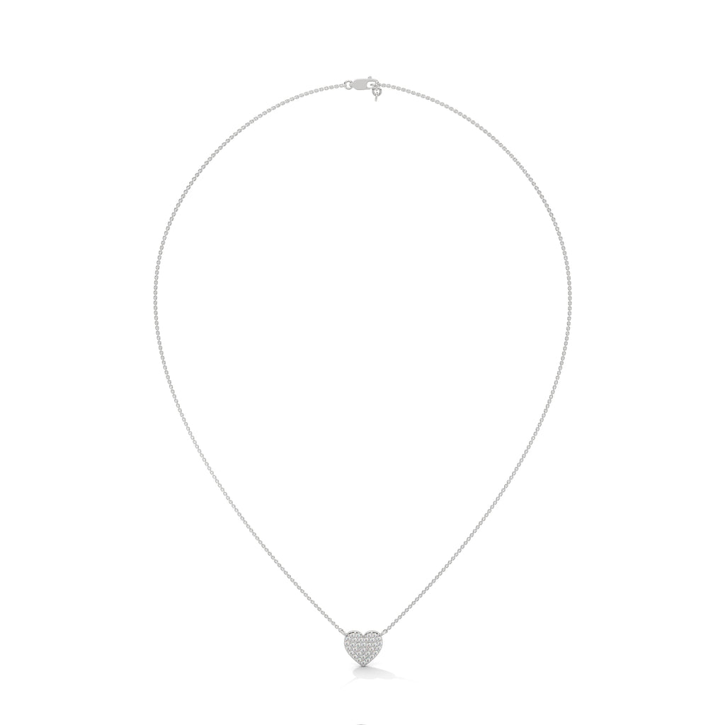 14K White Gold Round Diamond Pendant