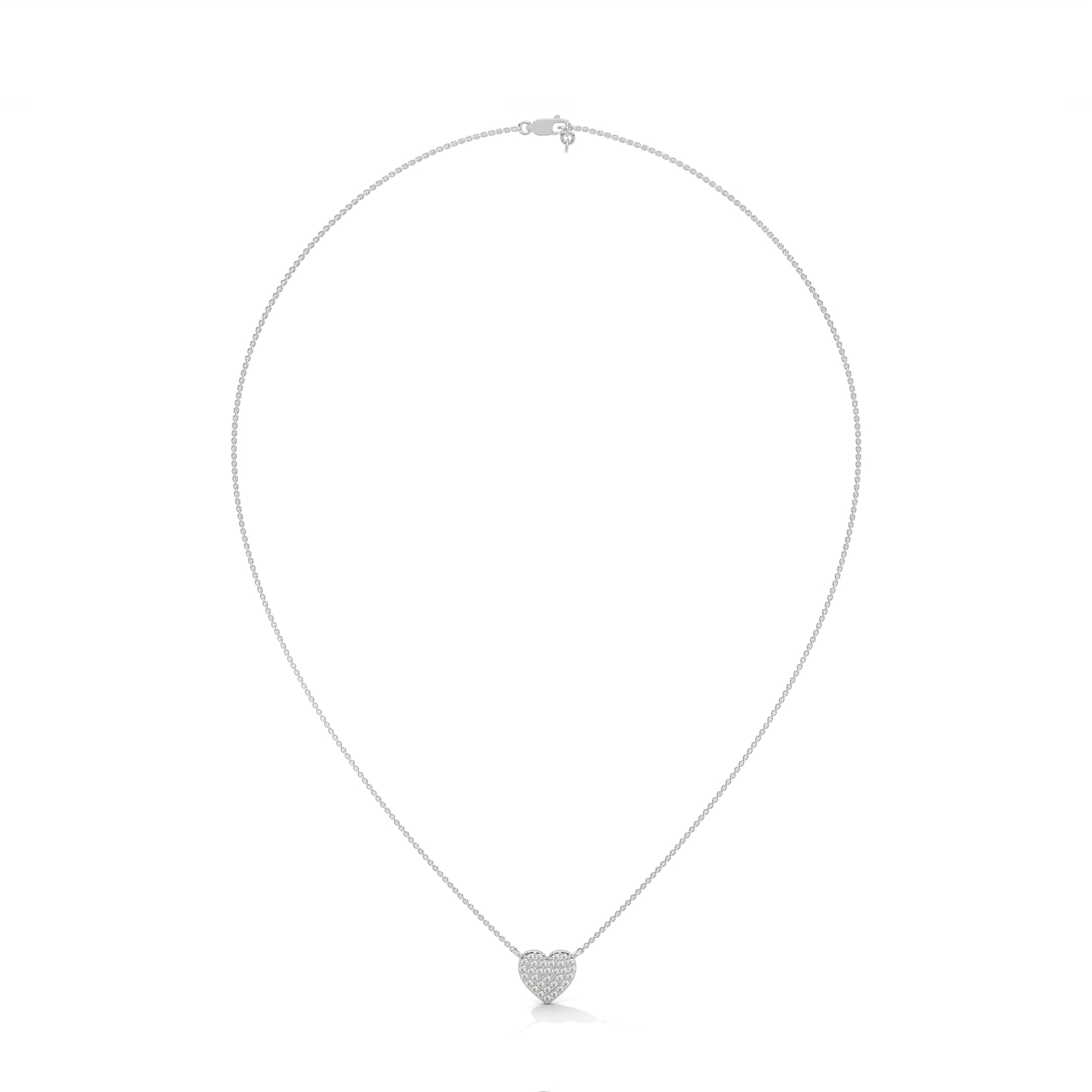 14K White Gold Round Diamond Pendant