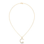14k Gold Diamond Moon Pendant with Chain