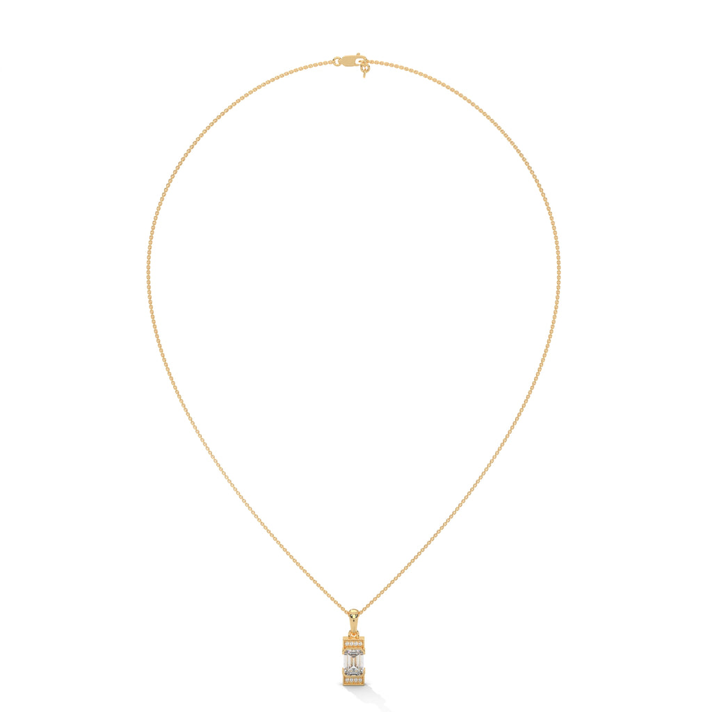 18K Gold Emerald Lab Created Diamond Pendant