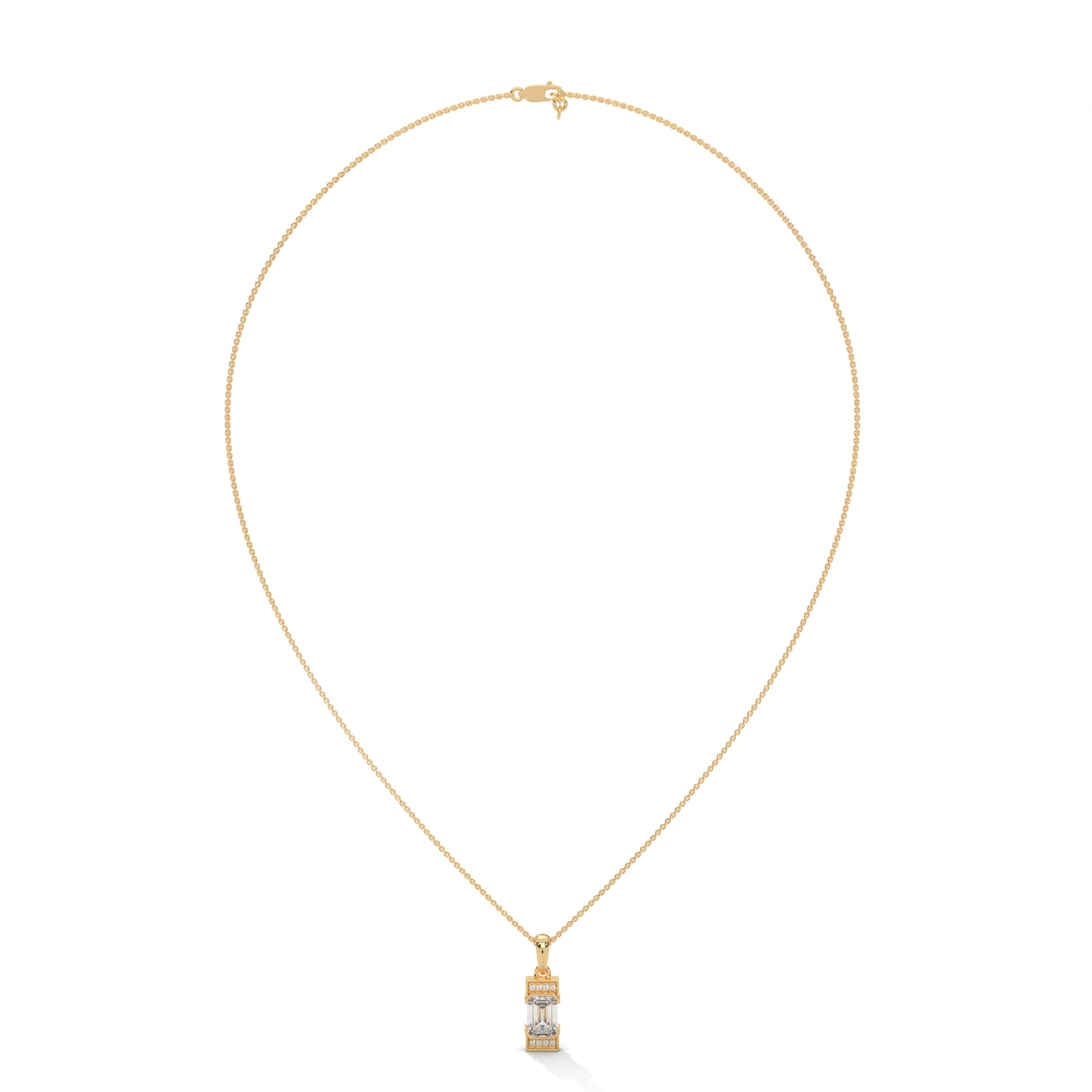 18K Gold Emerald Lab Created Diamond Pendant