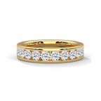 18K Gold Round Cut Moissanite Channel Set Wedding Band