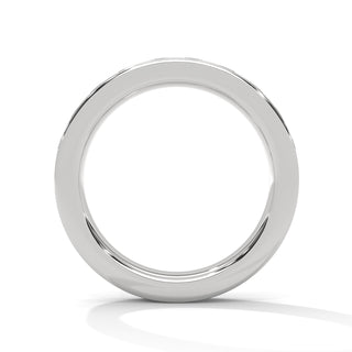 18K Gold Round Cut Moissanite Channel Set Wedding Band in White gold
