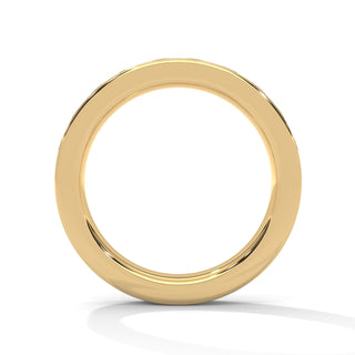 18K Gold Round Cut Moissanite Channel Set Wedding Band in gold