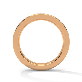 18K Gold Round Cut Moissanite Channel Set Wedding Band in rose gold