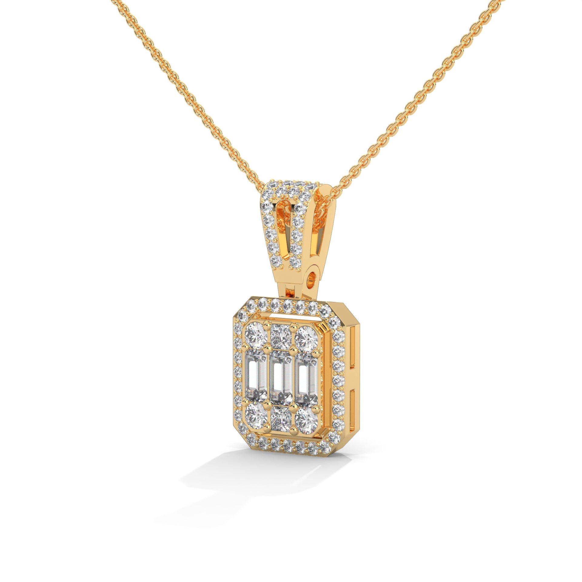 18K Gold cluster Lab Grown diamond pendant
