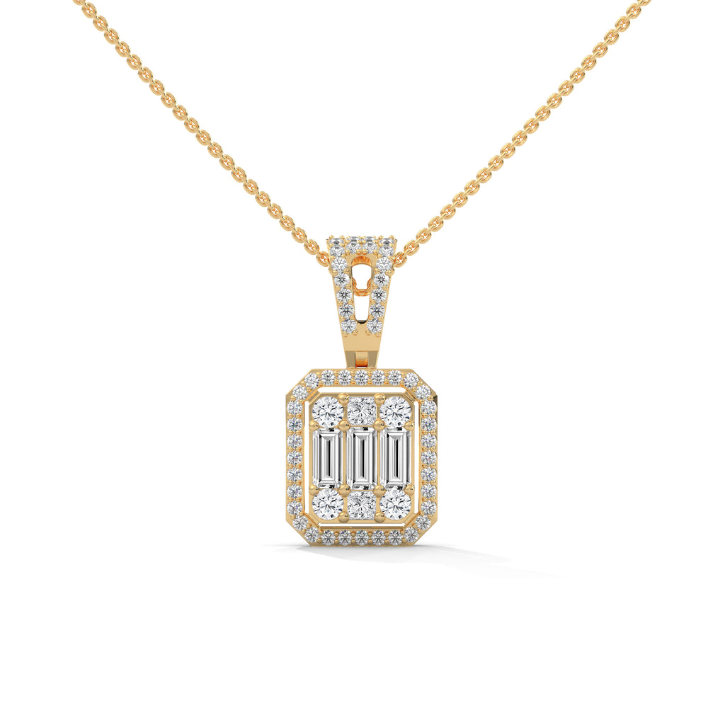 18K Gold cluster diamond pendant