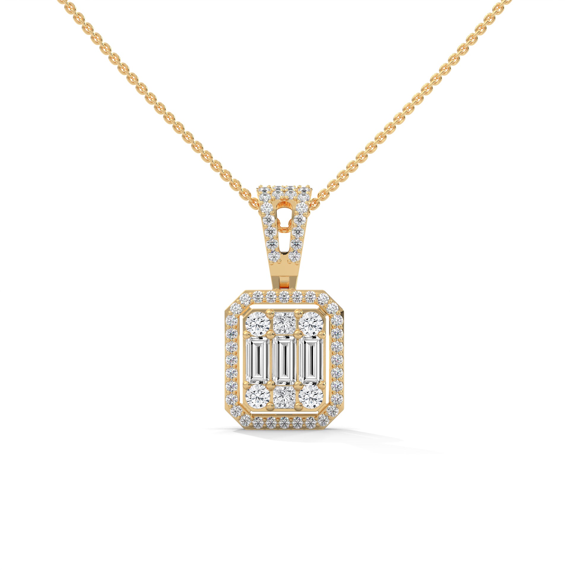 18K Gold cluster diamond pendant