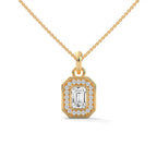1 Carat Emerald Cut Diamond Pendent with Halo Setting