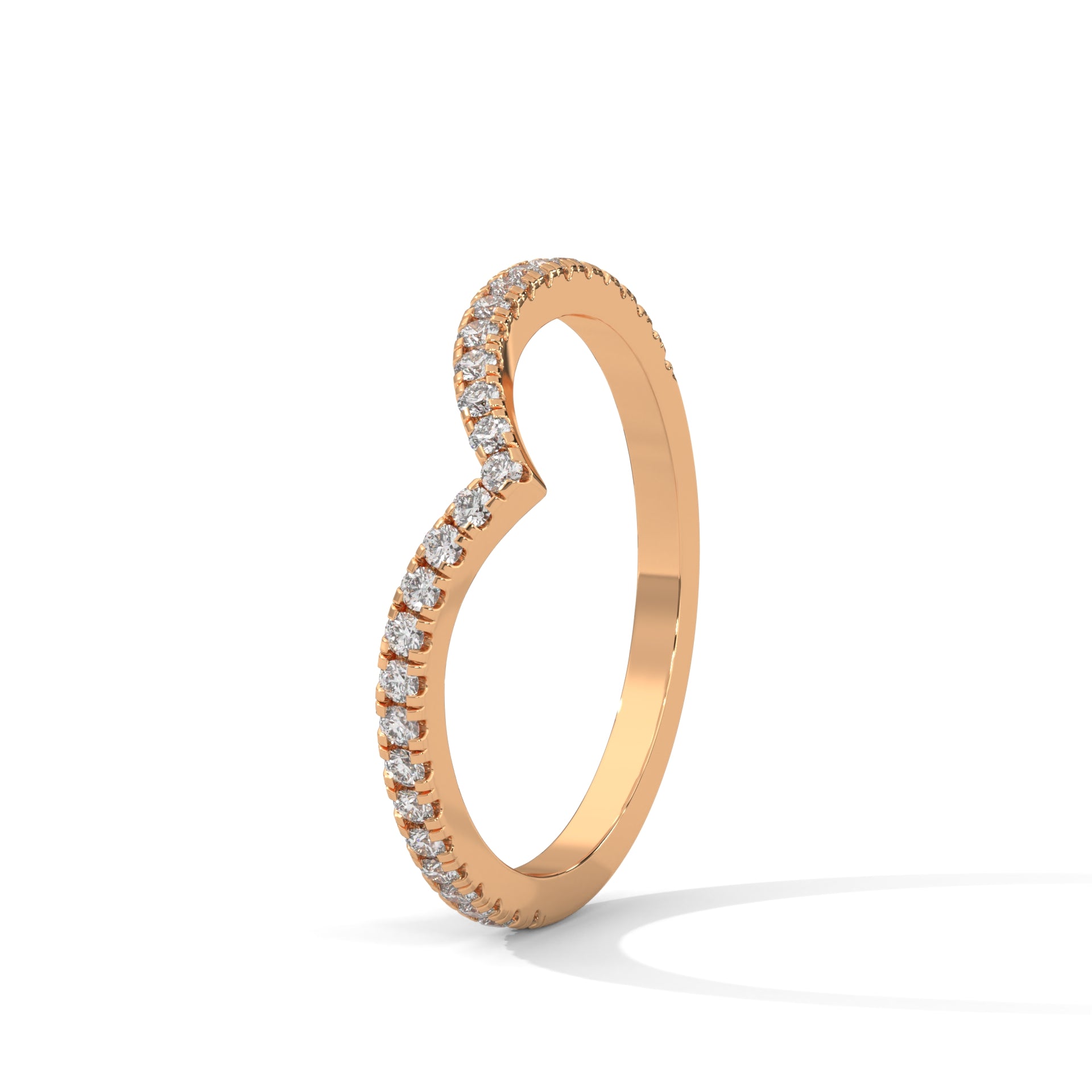 Dainty Moissanite V-Shaped Curved Eternity Wedding Band