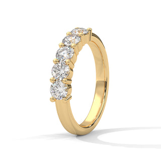 Round Cut Moissanite Five Stone Diamond Wedding Band for Her