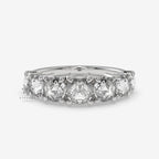 2.00 CT Round Cut Rose Cut Moissanite Wedding Band & Moissanite Half Eternity Wedding Band