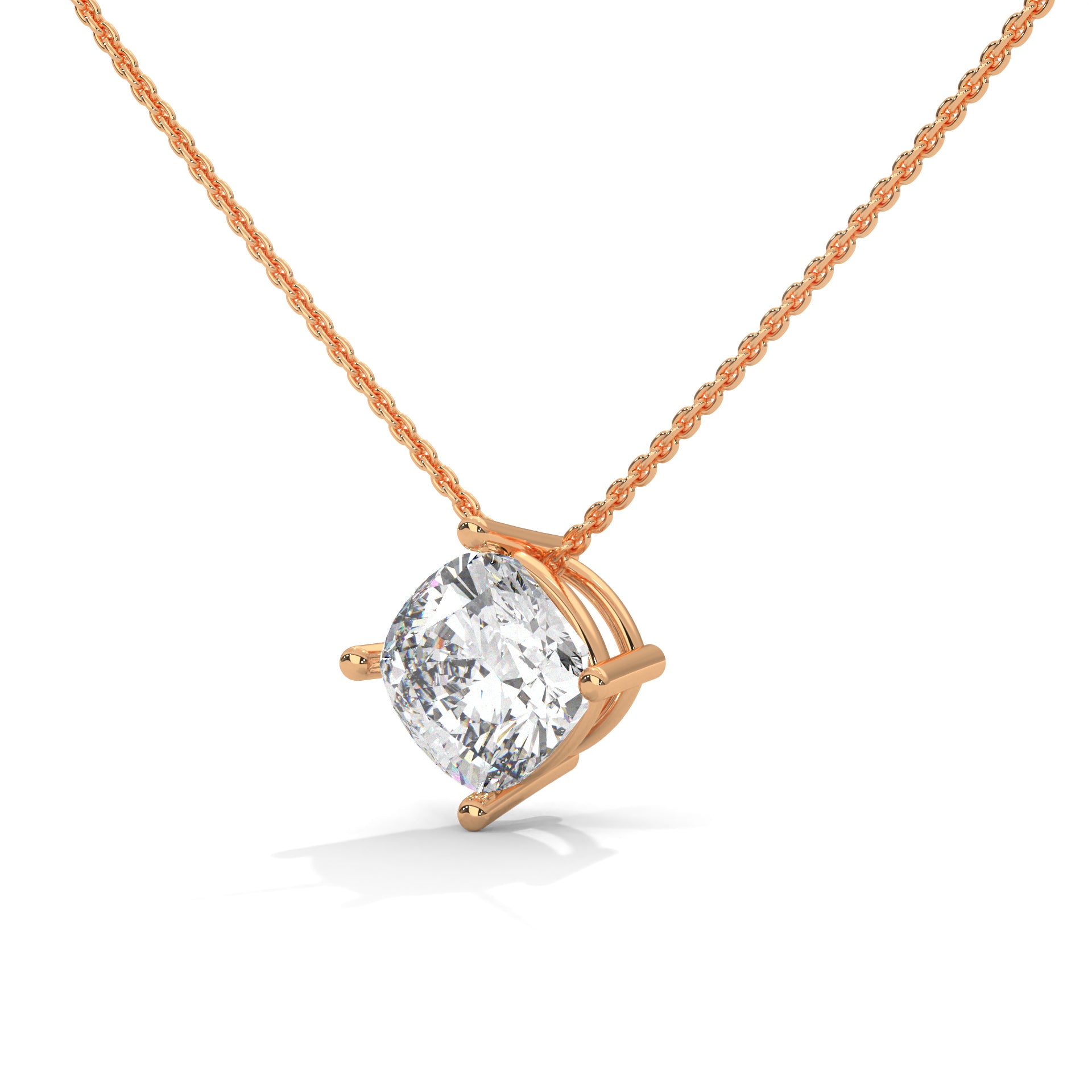 2.5 ct cushion cut lab grown diamond solitaire pendant