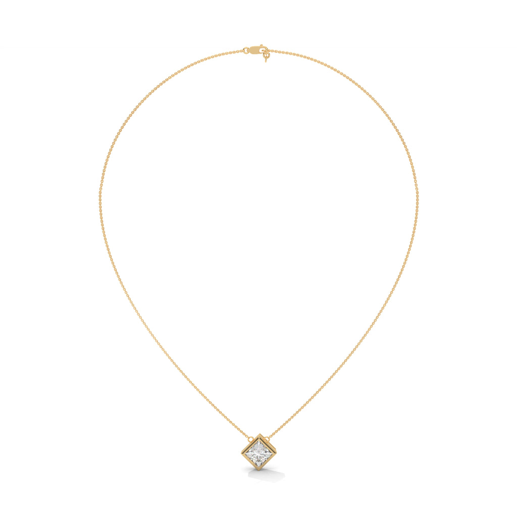 2 CT Princess Cut Diamond Bezel Set Necklace