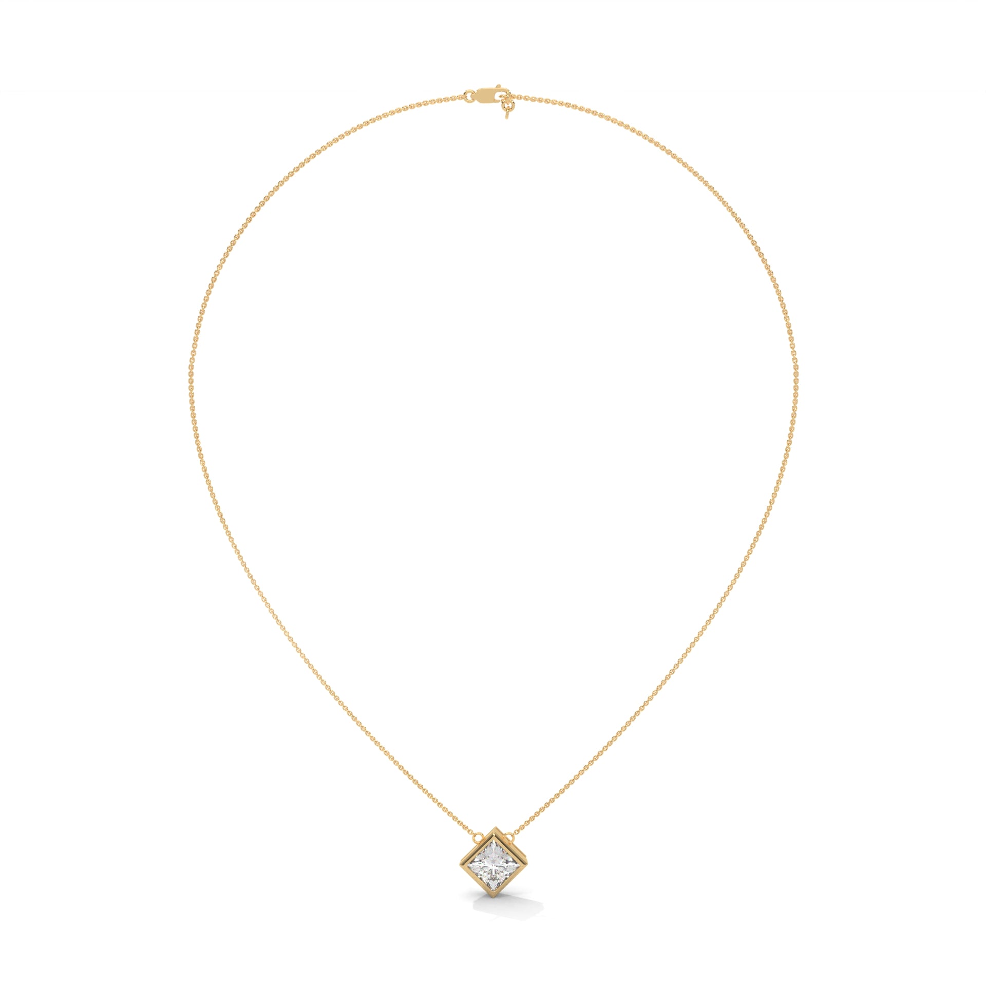 2 CT Princess Cut Diamond Bezel Set Necklace