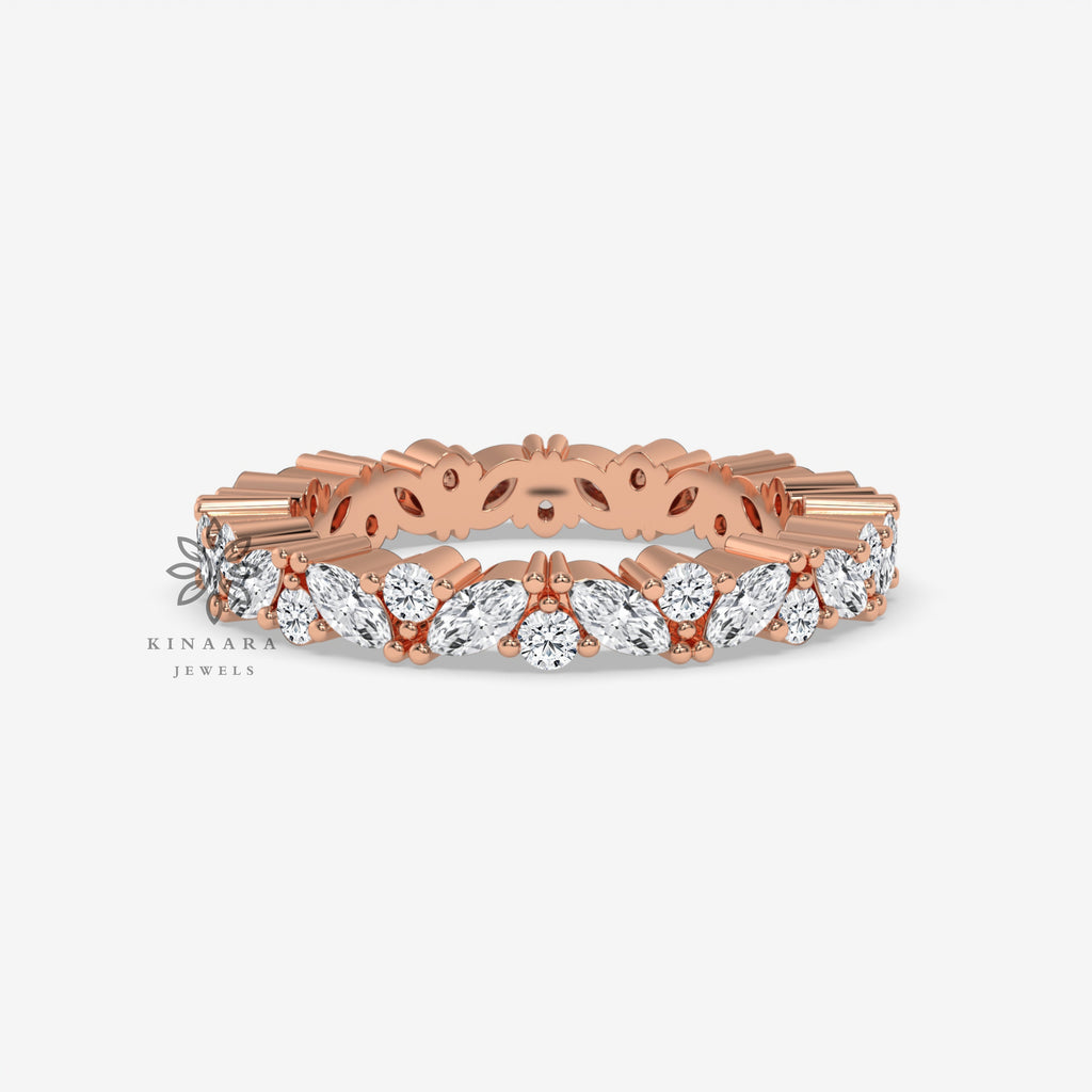 Marquise & Round Cut Moissanite Full Eternity Band