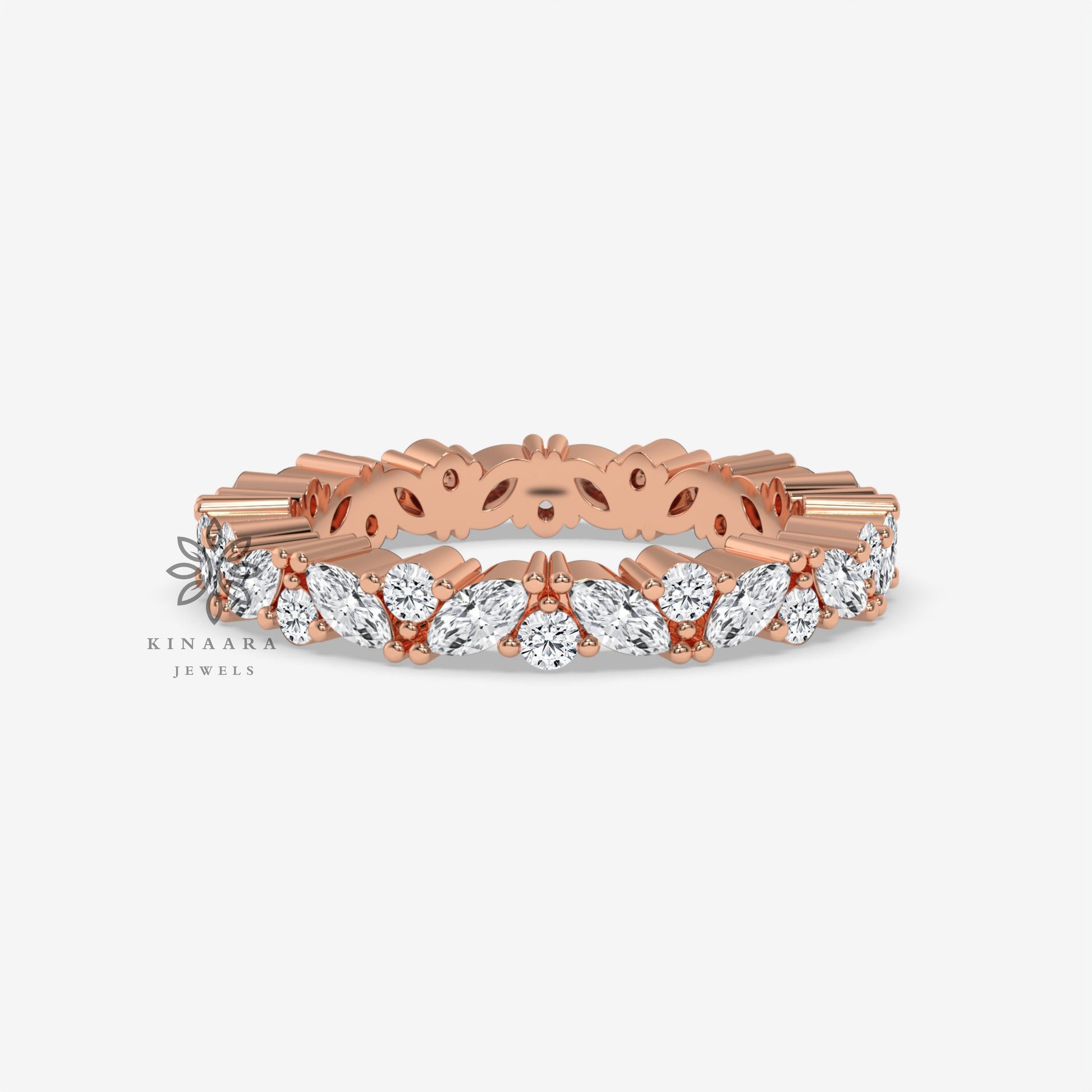 Marquise & Round Cut Moissanite Full Eternity Band