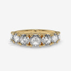 2.00 CT Round Cut Rose Cut Moissanite Wedding Band & Moissanite Half Eternity Wedding Band