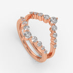 0.688 Ct Round Cut Moissanite Enhancer Wedding Ring, Guard Wedding Band