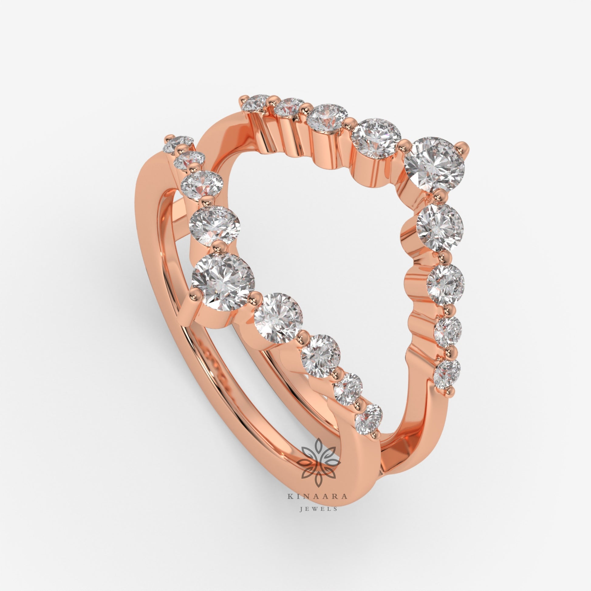 0.688 Ct Round Cut Moissanite Enhancer Wedding Ring, Guard Wedding Band