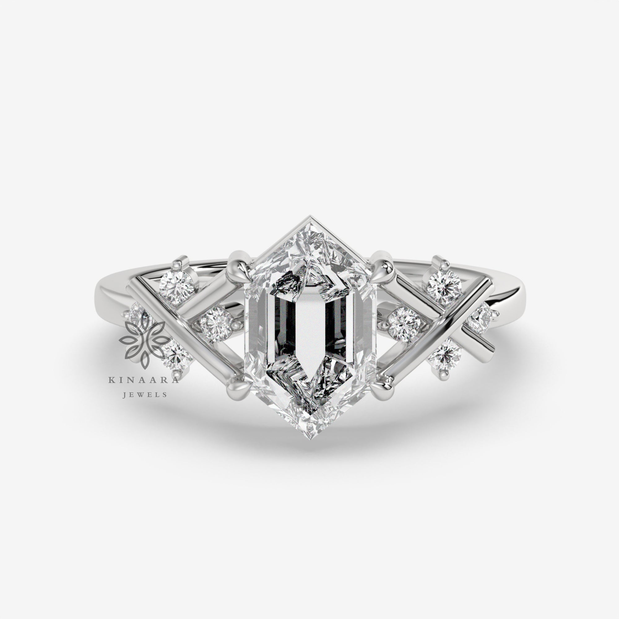 Hexagon Cut Lab Grown Diamond Ring