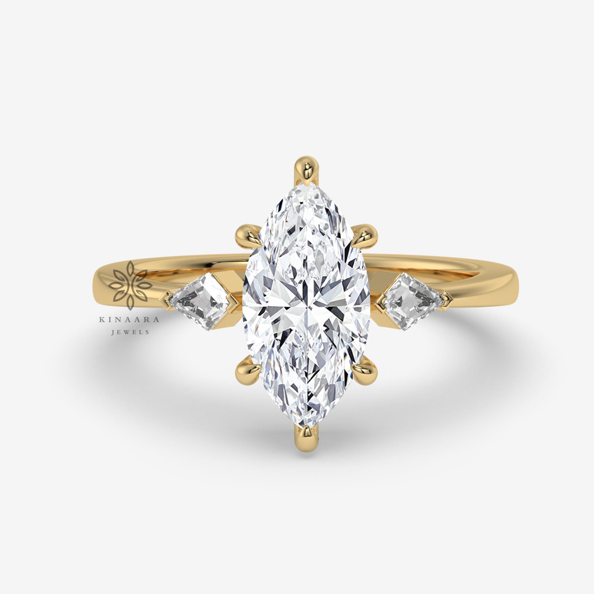 three stone marquise engagement ring