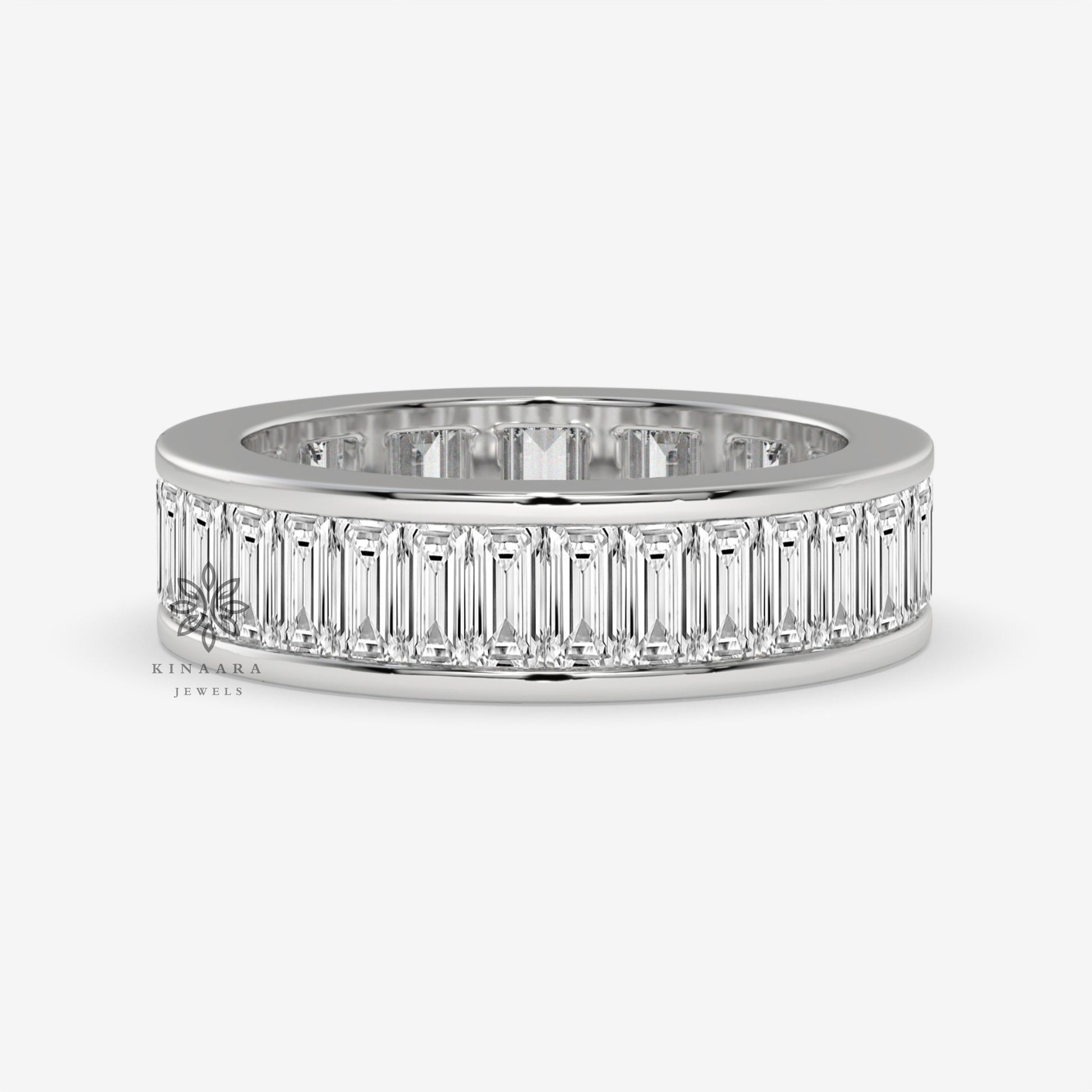 baguette cut full eternity moissanite wedding band