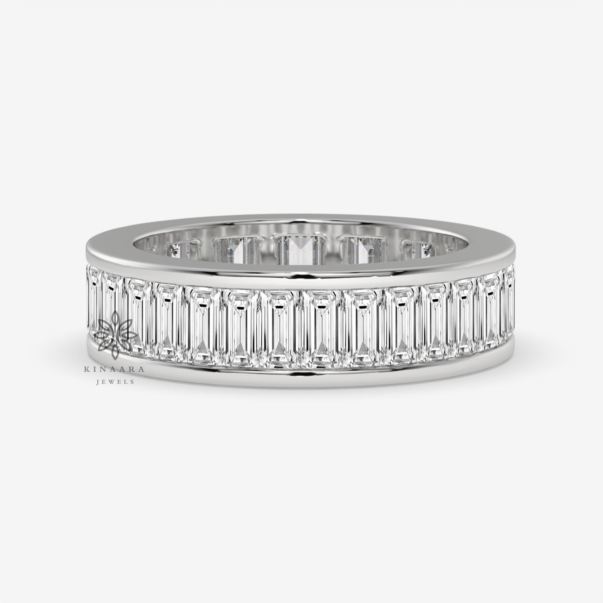 baguette cut full eternity moissanite wedding band