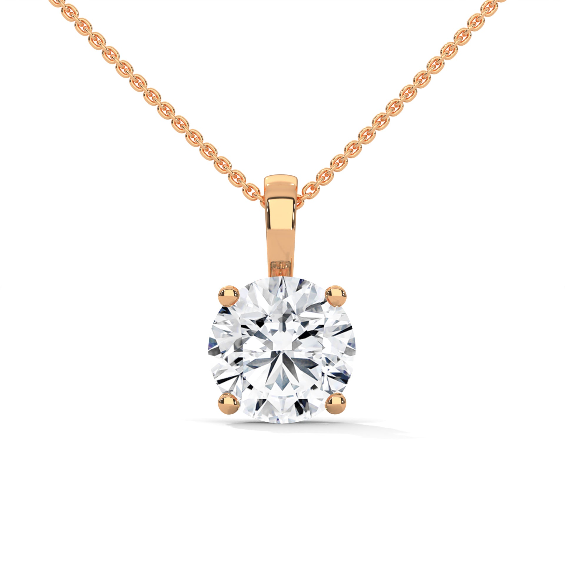 3 CT Round Cut Solitaire pendant with 4 Button Prong Setting