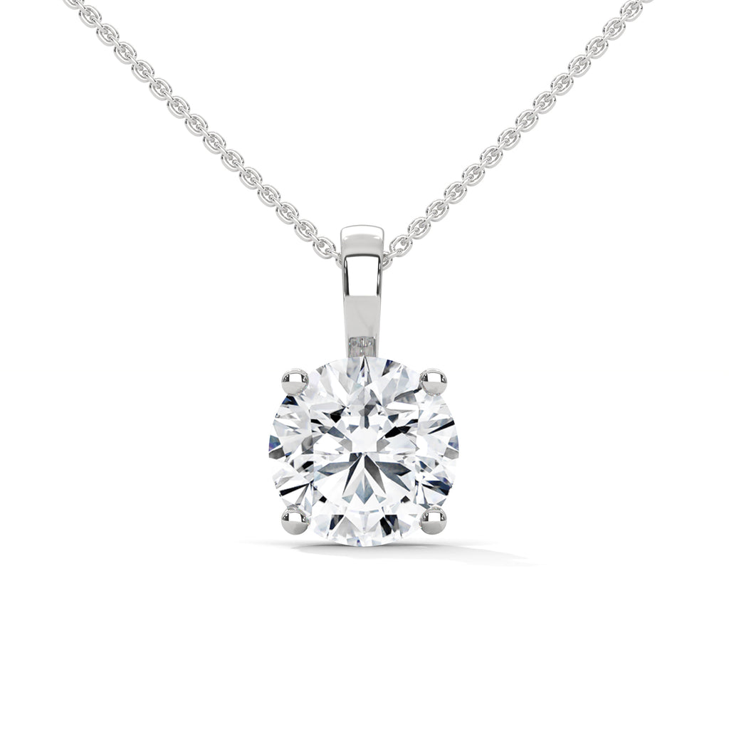 3 CT Round Cut diamond Solitaire pendant with 4 Button Prong Setting
