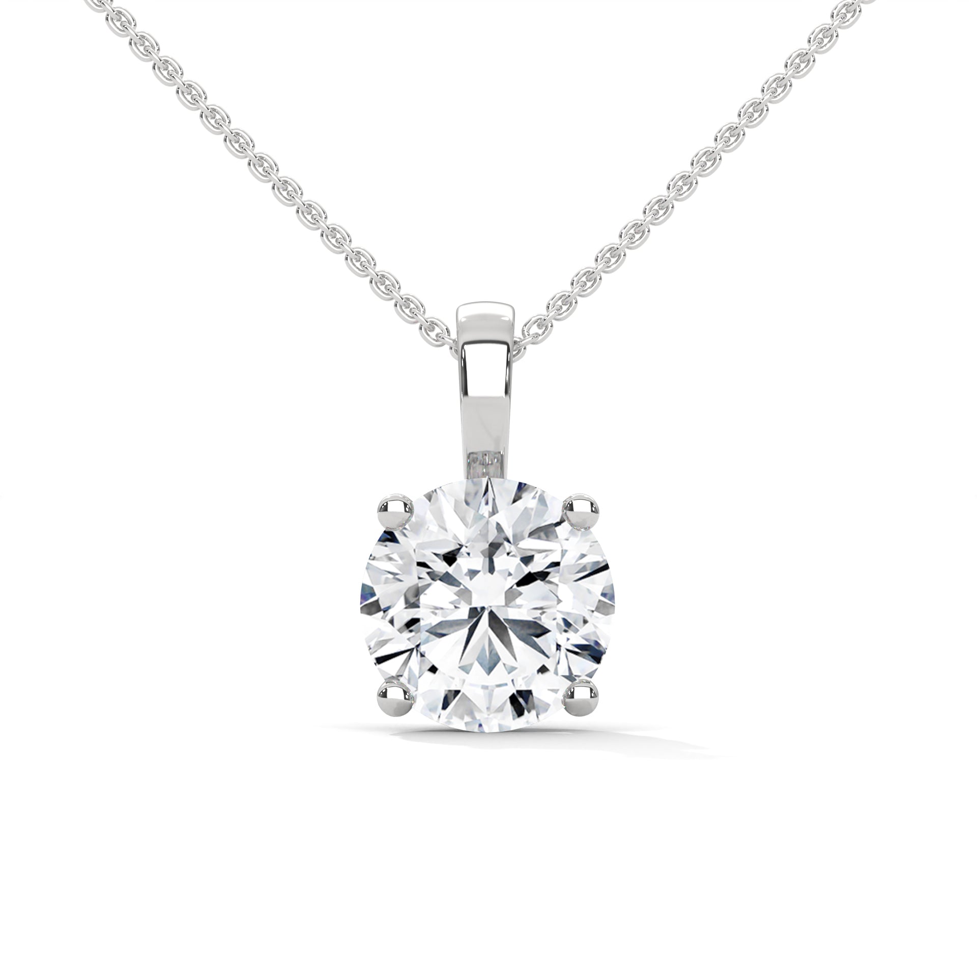 3 CT Round Cut diamond Solitaire pendant with 4 Button Prong Setting
