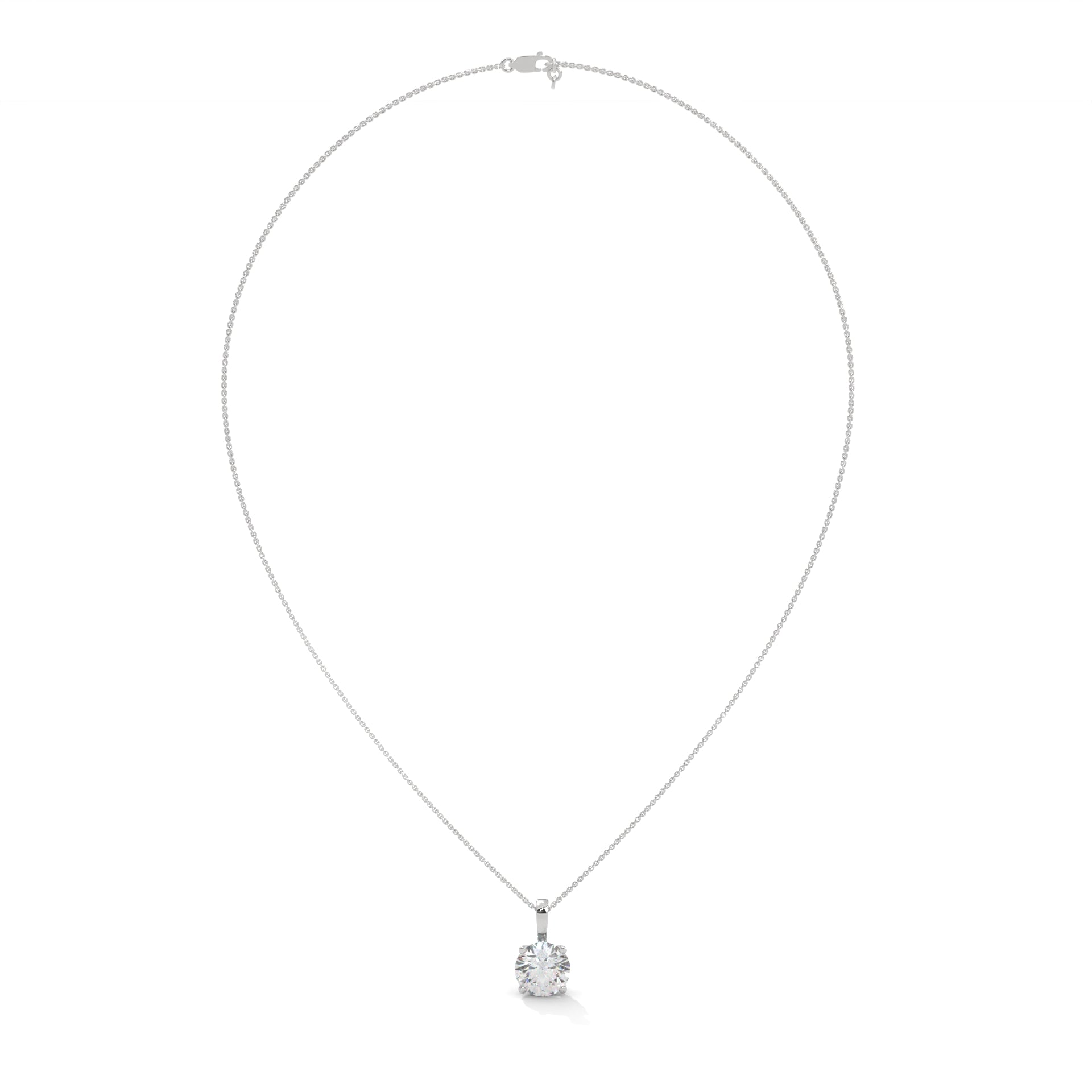 3 CT Round Cut lab created diamond Solitaire pendant with 4 Button Prong Setting