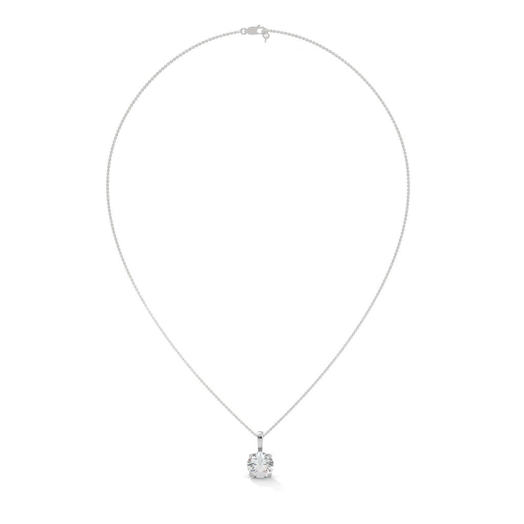 3 CT Round Cut lab created diamond Solitaire pendant with 4 Button Prong Setting