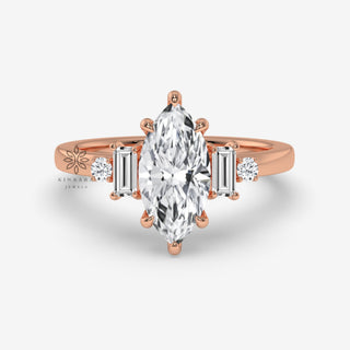 five stone marquise cut lab grown diamond ring