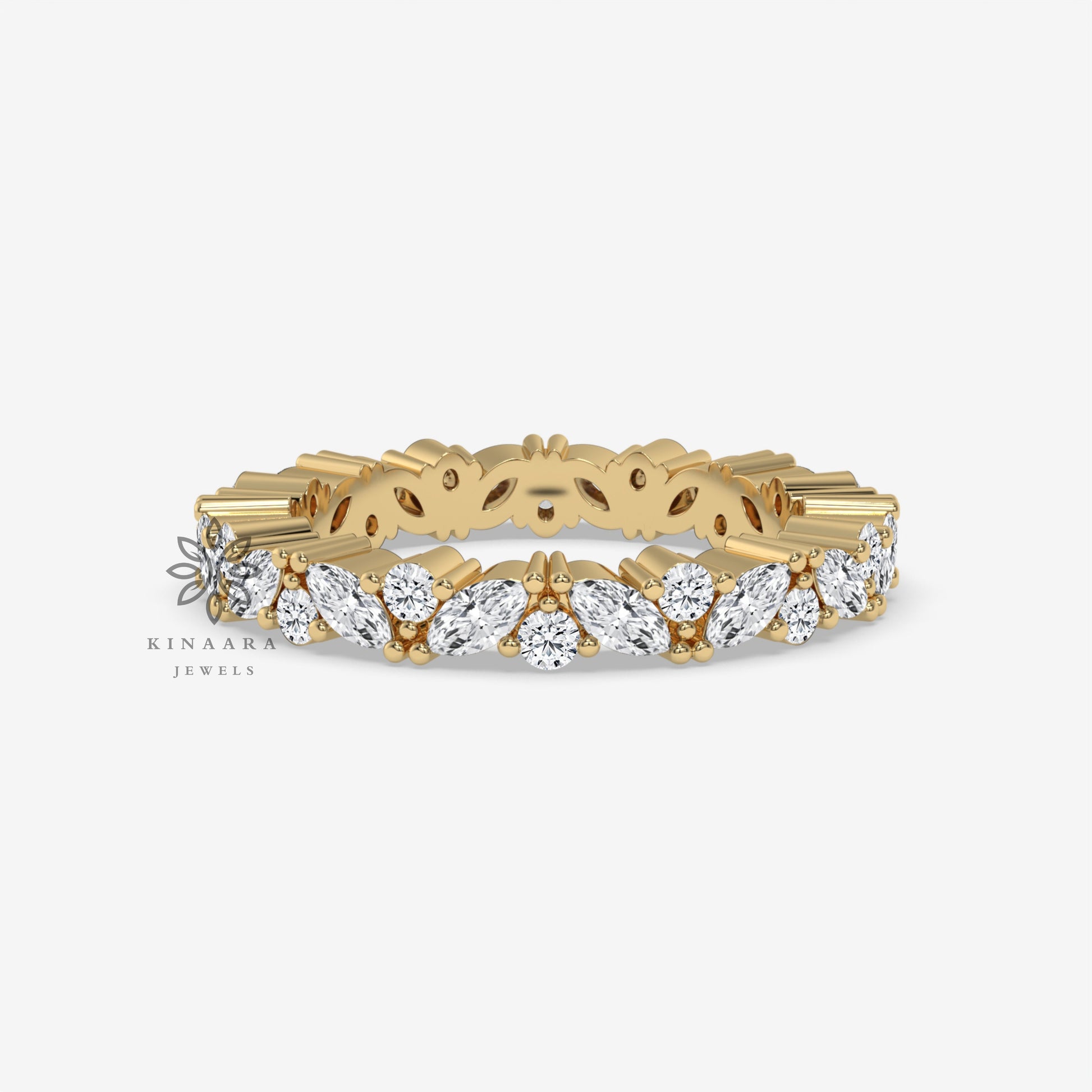 Marquise & Round Cut Moissanite Full Eternity Band