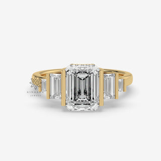 emerald cut lab grown diamond engagement ring