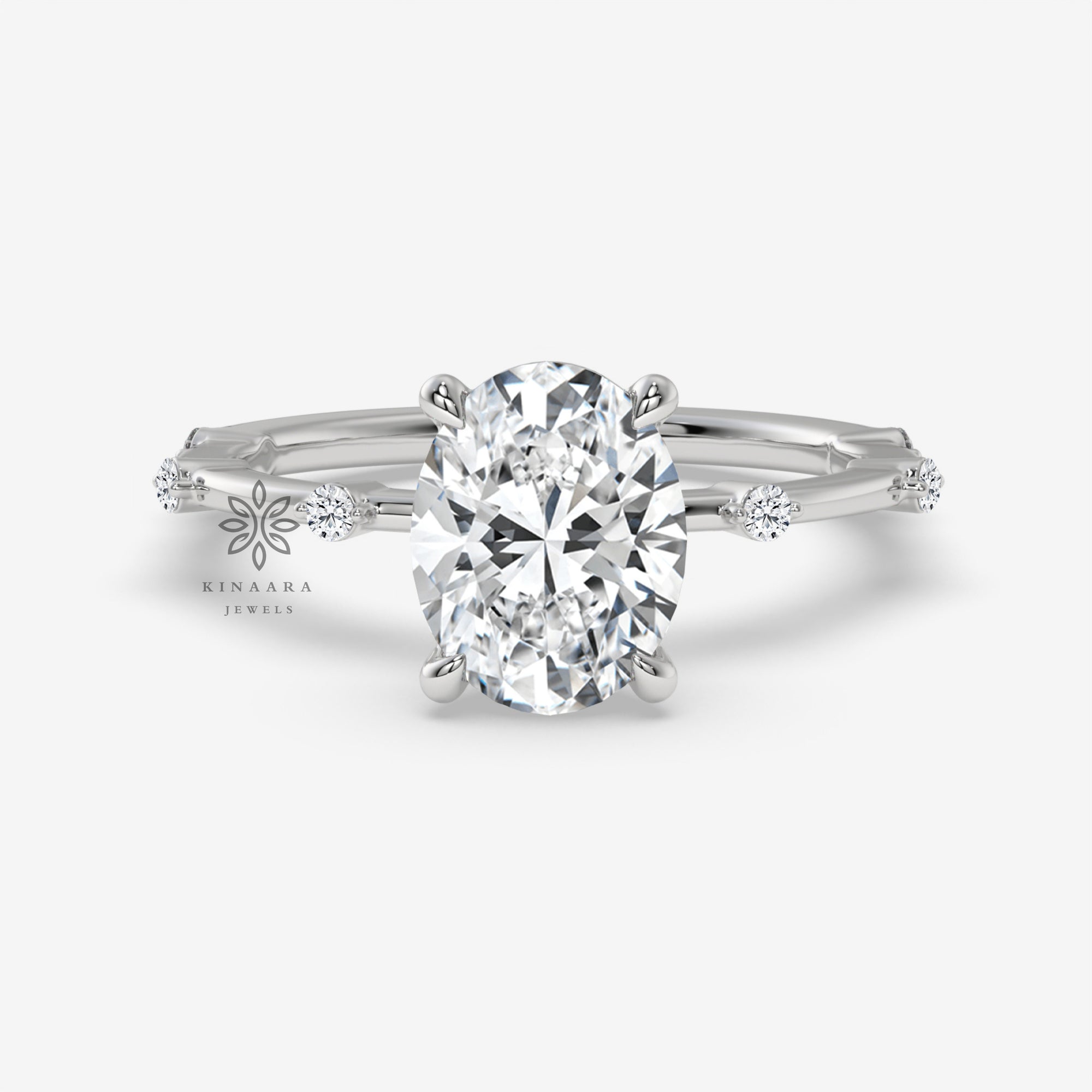 lab diamond oval engagement ring